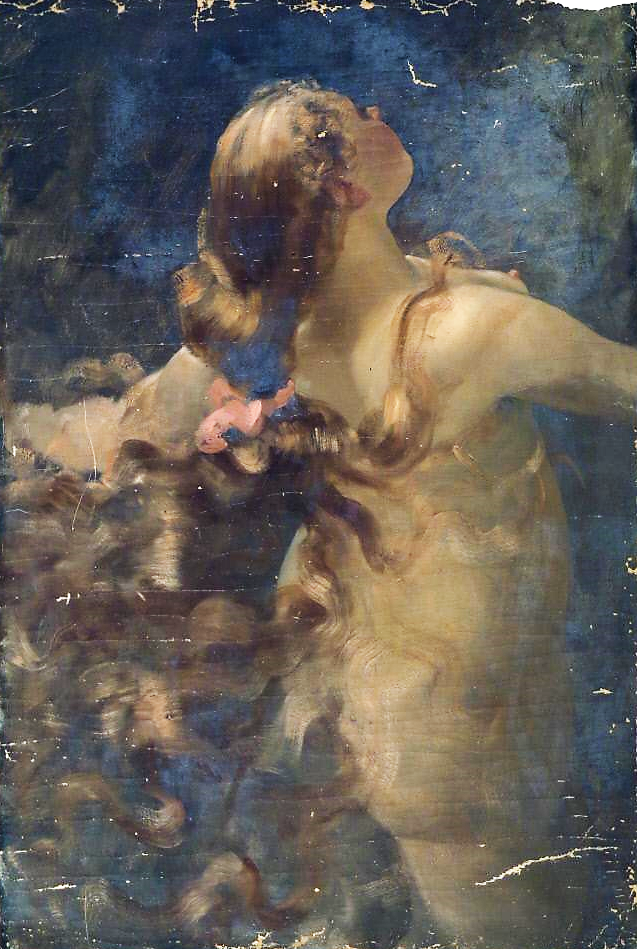 Female Figure Study for "The Temptation of St. Anthony", vintage artwork by Carl Gutherz, 12x8" (A4) Poster