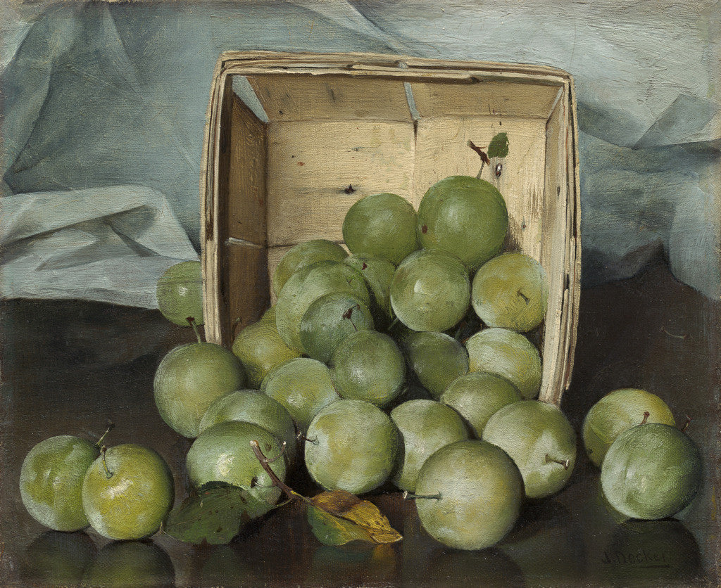 Green Plums, vintage artwork by Joseph Decker, 12x8" (A4) Poster