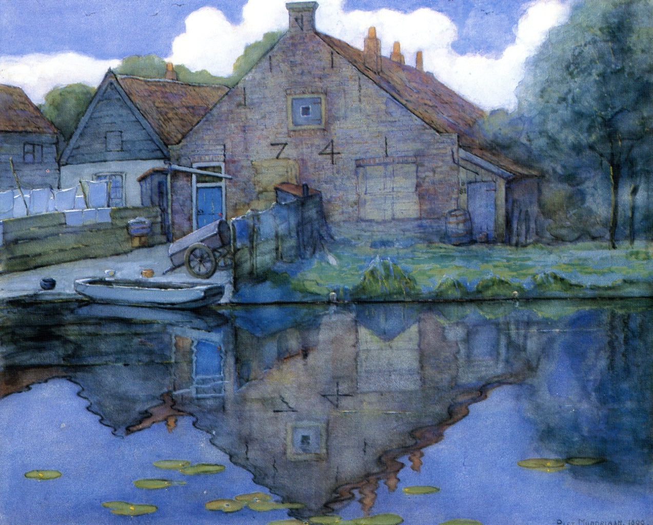 House on the Gein by Piet Mondriaan,16x12(A3) Poster