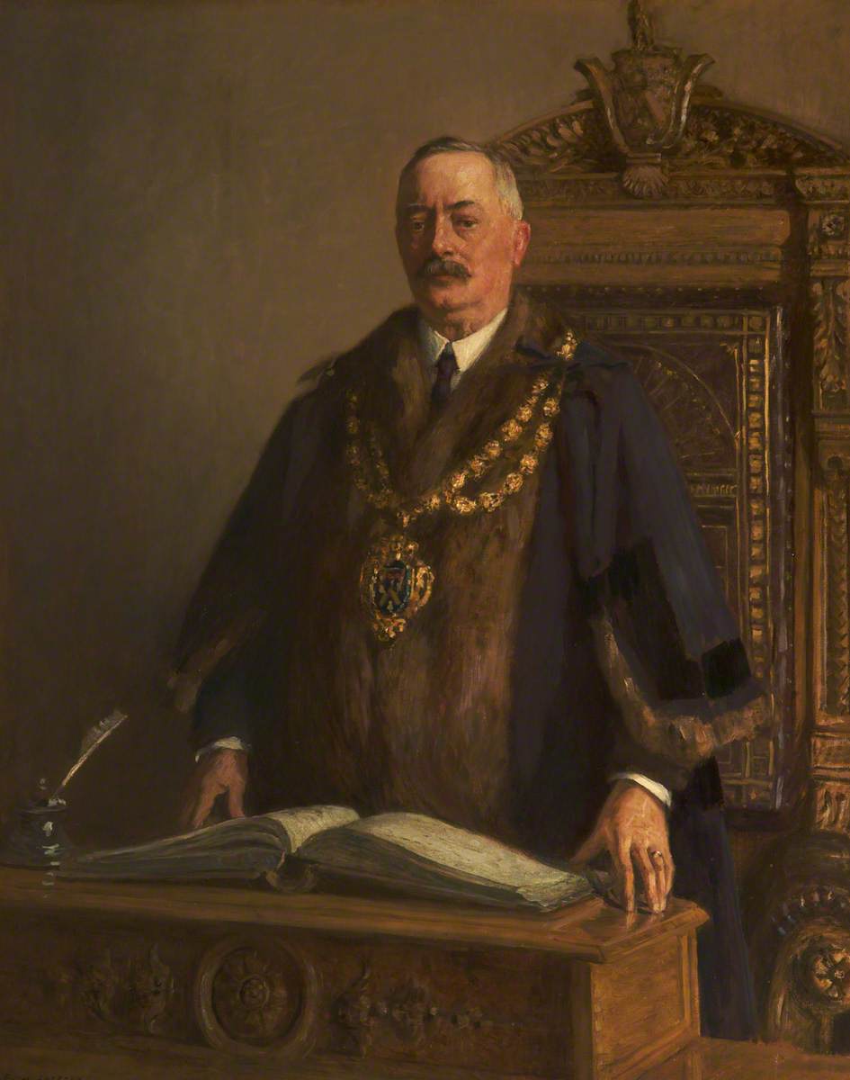 Thomas Bolton, Mayor of Oldham, vintage artwork by Frederick William Jackson, 12x8" (A4) Poster