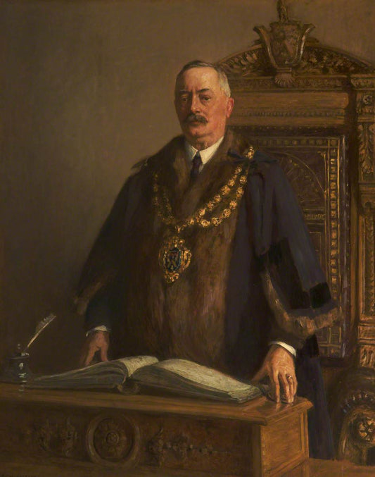 Thomas Bolton, Mayor of Oldham, vintage artwork by Frederick William Jackson, 12x8" (A4) Poster