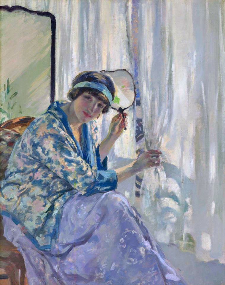 Girl at a window, vintage artwork by Rupert Bunny, 12x8" (A4) Poster