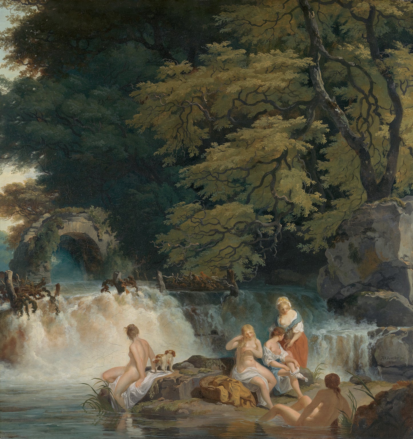 The Salmon Leap, Leixlip, vintage artwork by Francis Wheatley, 12x8" (A4) Poster