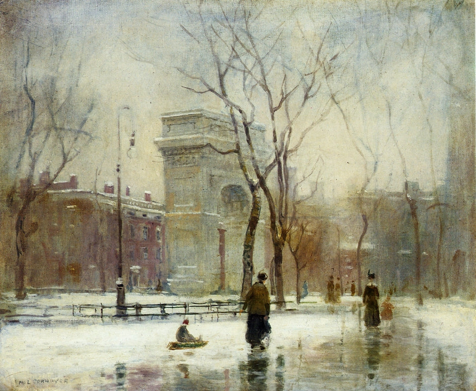 Winter in Washington Square by Paul Cornoyer,A3(16x12")Poster