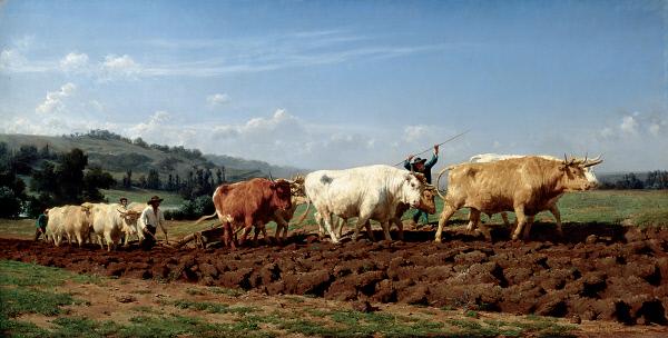 Plowing in Nivernais (Labourages nivernais), vintage artwork by Rosa Bonheur, 12x8" (A4) Poster