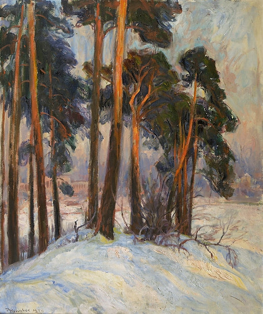 Pine Trees on by gdø, vintage artwork by Thorolf Holmboe, 12x8" (A4) Poster
