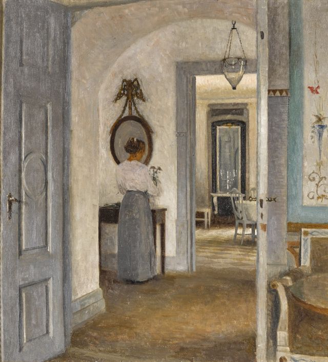 Interior with a Woman before a Mirror by Peter Ilsted,A3(16x12")Poster