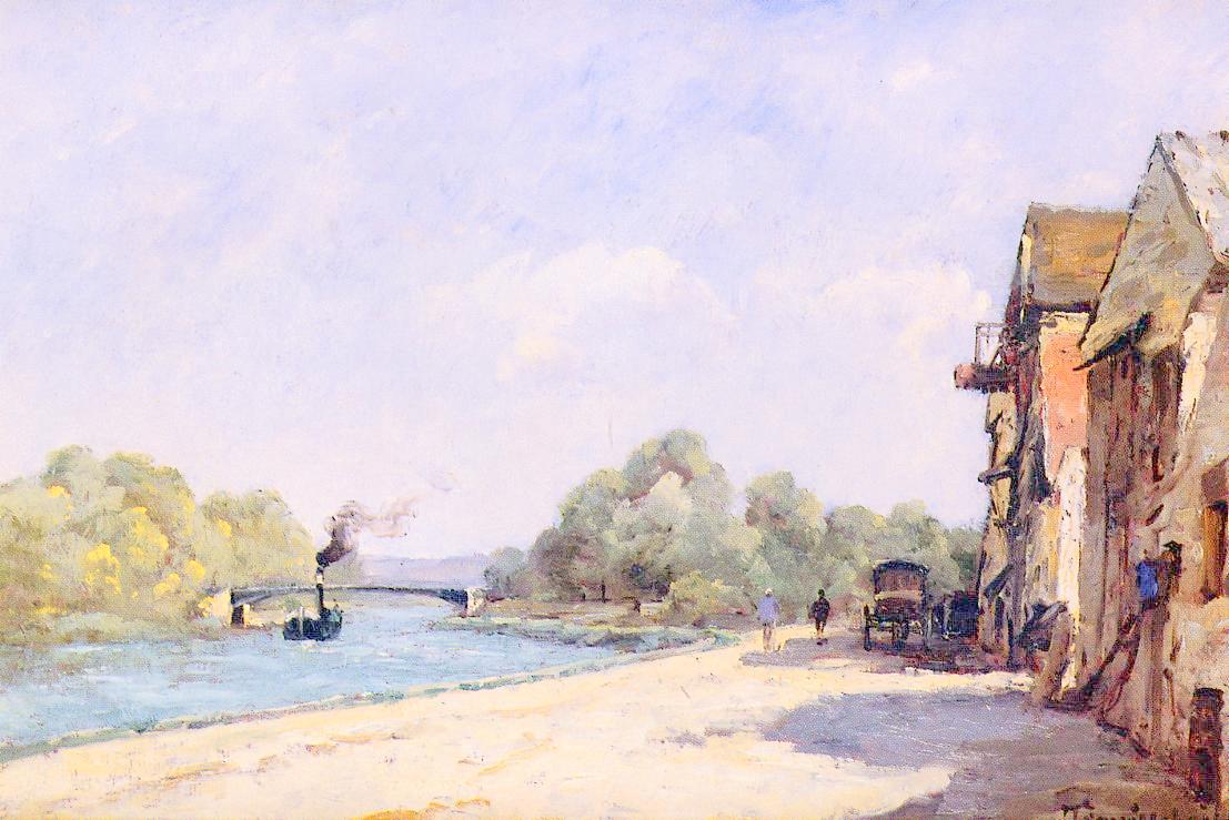 A Bridge over the Oise, vintage artwork by Paul-Desire Trouillebert, 12x8" (A4) Poster