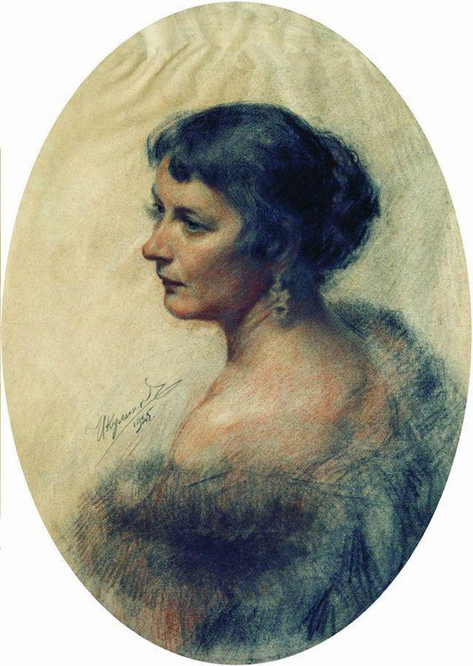 Portrait of E.A. Kulikova, vintage artwork by Ivan Kulikov, 12x8" (A4) Poster
