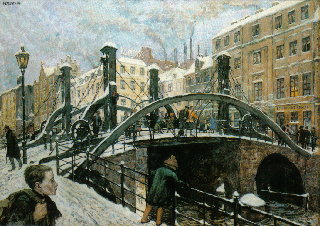 Jungfern Bridge, Berlin by Hans Baluschek,A3(16x12")Poster