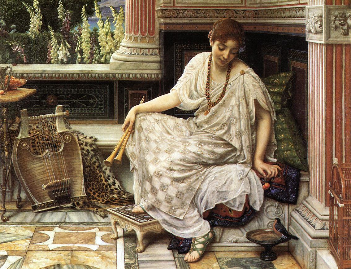Chloe, Dulces Docta Modos et Citharae Sciens, vintage artwork by Sir Edward John Poynter, 12x8" (A4) Poster