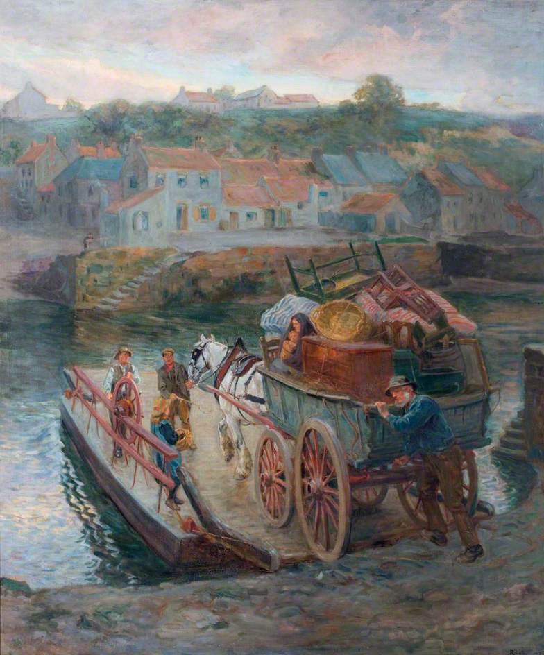 Crossing Hylton Ferry, vintage artwork by Ralph Hedley, 12x8" (A4) Poster