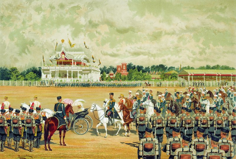 The Emperor's Arrival at the Parade, vintage artwork by Ivan Makarov, 12x8" (A4) Poster
