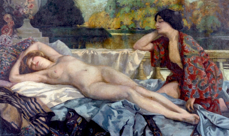 Rest by  the Lake, vintage artwork by Henri Montassier, 12x8" (A4) Poster