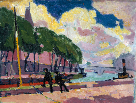 On the Banks of the Seine, vintage artwork by H. Lyman Saÿen, 12x8" (A4) Poster
