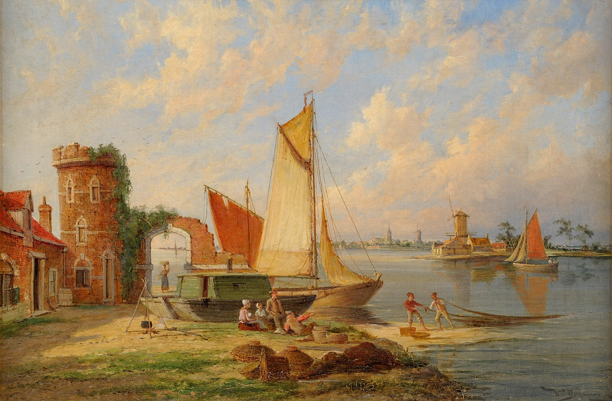 Schiedam on the Scheldt, vintage artwork by William Raymond Dommersen, 12x8" (A4) Poster