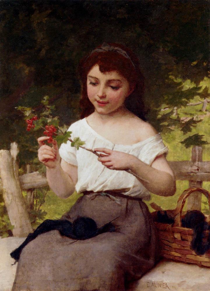 A Sprig of Berries, vintage artwork by Émile Munier, 12x8" (A4) Poster