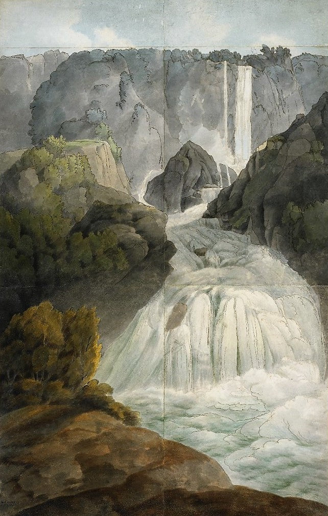 The Falls of Terni, vintage artwork by Francis Towne, 12x8" (A4) Poster