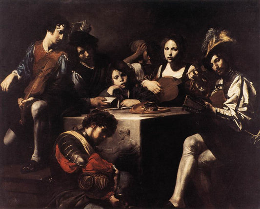 The Concert at the Bas-relief, vintage artwork by Valentin de Boulogne, 12x8" (A4) Poster