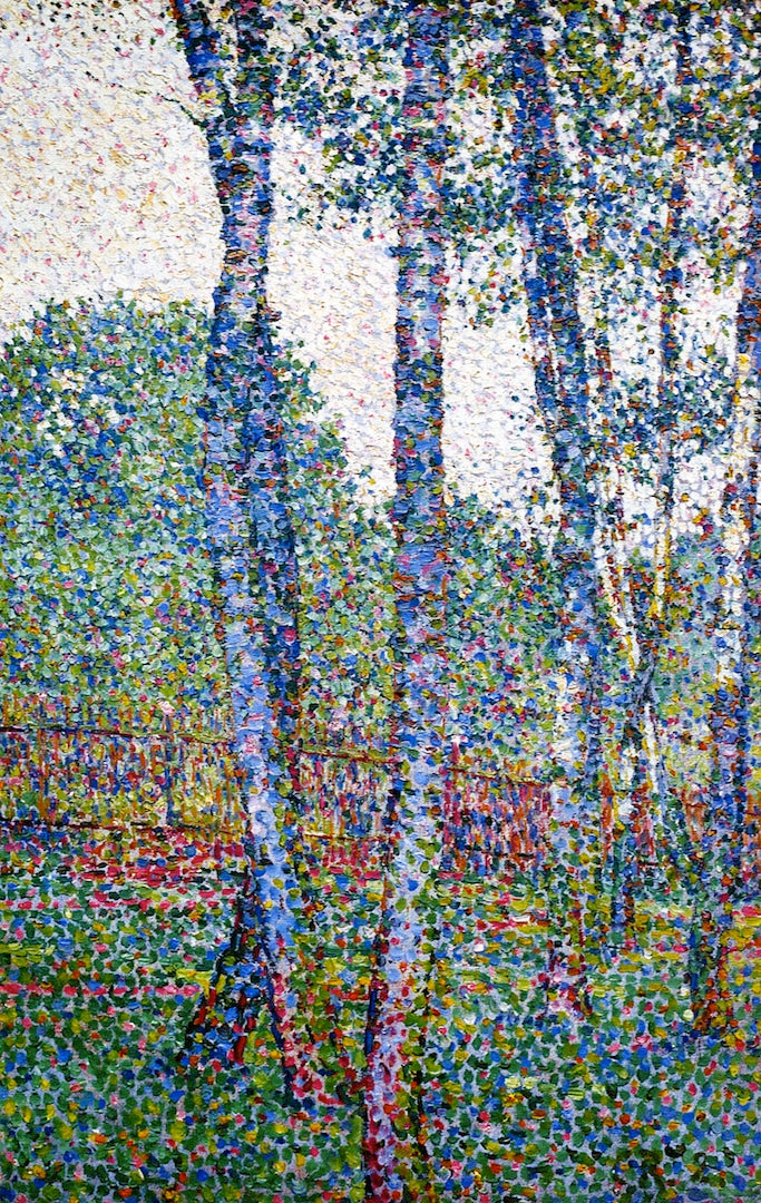 Birches by  the Garden Fence, vintage artwork by Christian Rohlfs, 12x8" (A4) Poster