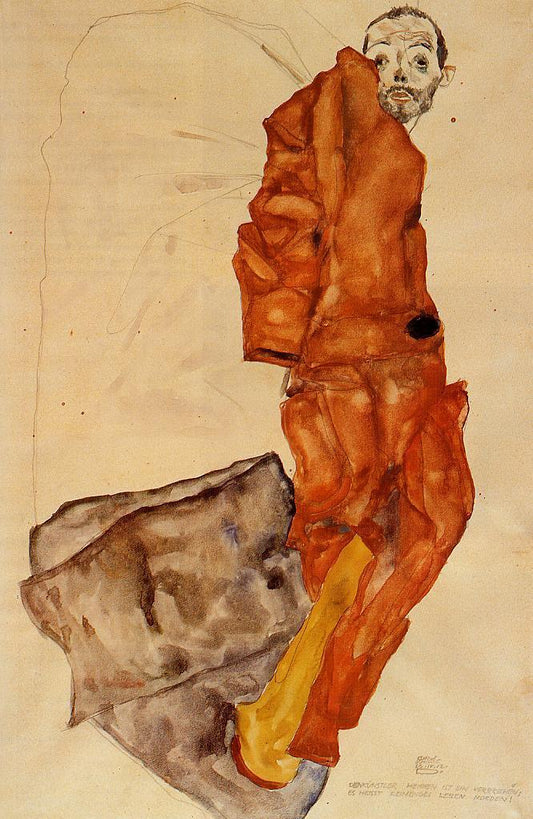 Hindering the Artist is a Crime, It is Murdering Life in the Bud!, vintage artwork by Egon Schiele, 12x8" (A4) Poster