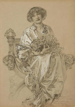Portrait of Madame Deschamps, vintage artwork by Alfons Mucha, 12x8" (A4) Poster