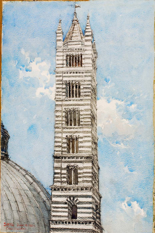 Cathedral Tower, Siena, vintage artwork by Cass Gilbert, 12x8" (A4) Poster