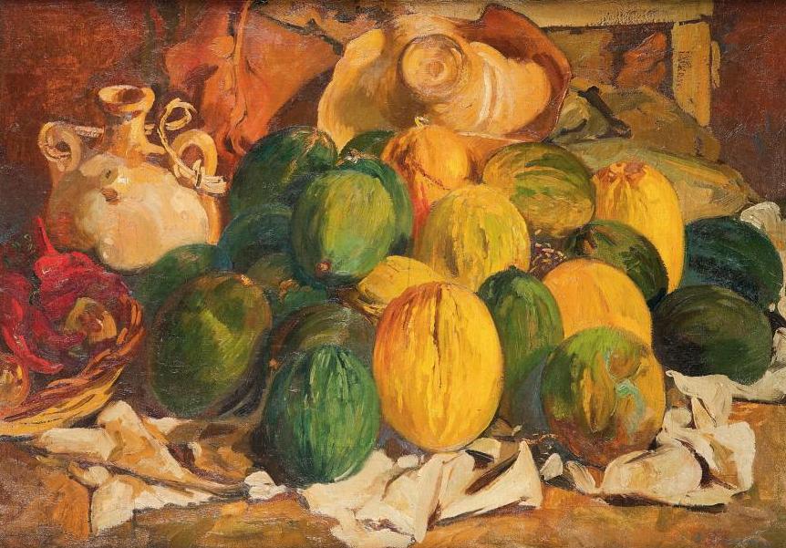 Still Life with Melons by Léon Cauvy,16x12(A3) Poster