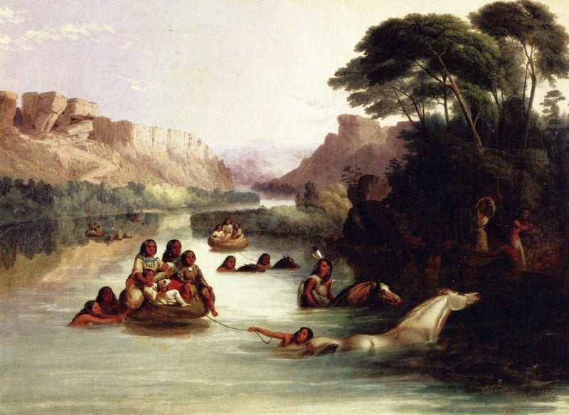 Crossing the Milk River, vintage artwork by John Mix Stanley, A3 (16x12") Poster Print