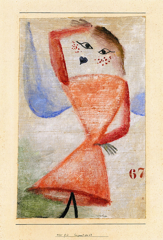 Fragment No. 67 (Engel), vintage artwork by Paul Klee, 12x8" (A4) Poster