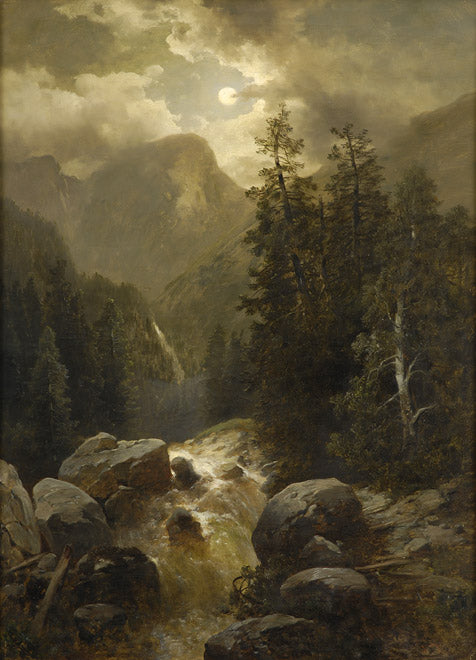 Alpine Landscape with Torrent, vintage artwork by Josef Thoma, 12x8" (A4) Poster