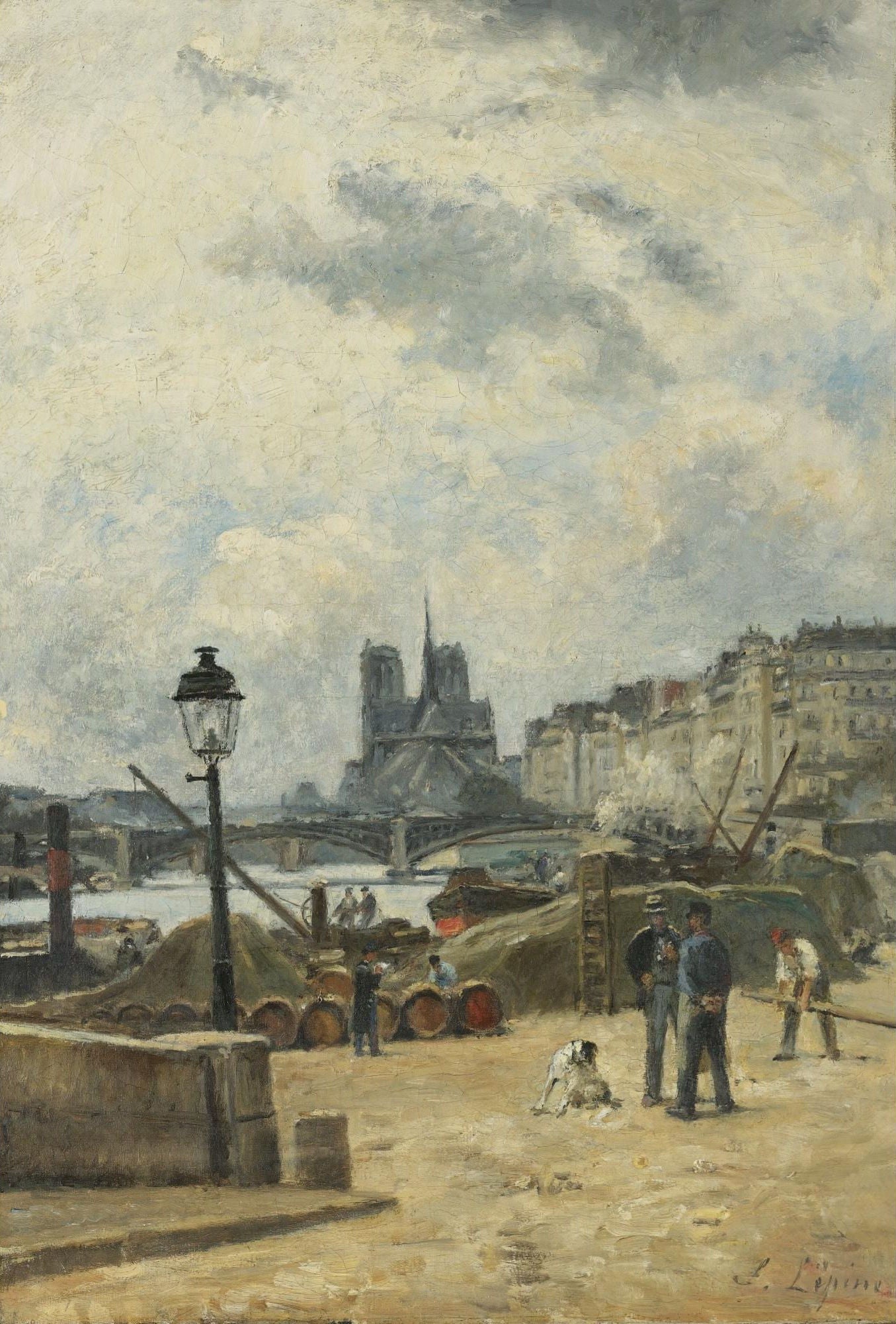 The Seine at Pont Sully and the Quay of Henri IV, vintage artwork by Stanislas Lepine, 12x8" (A4) Poster
