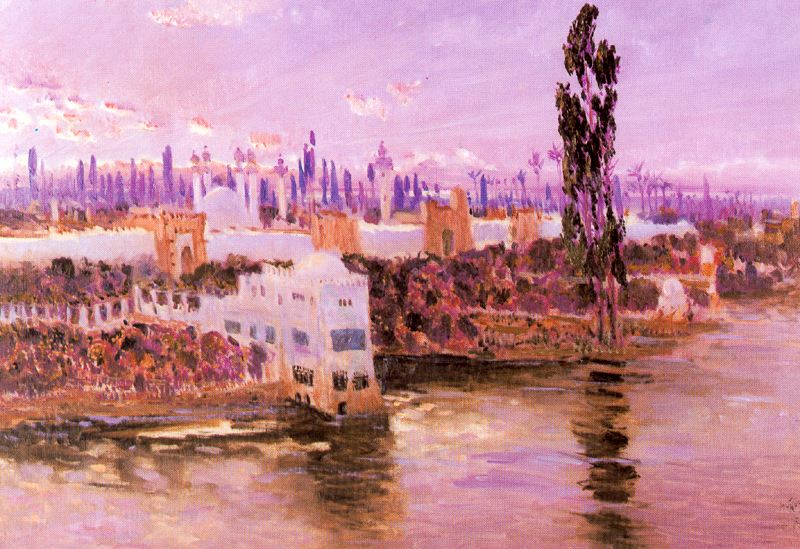 The Bosphorus, vintage artwork by Antonio Muñoz Degrain, 12x8" (A4) Poster