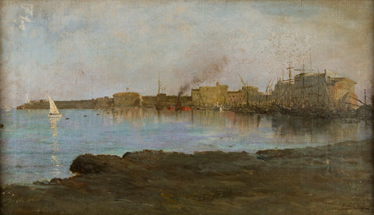 Veduta di Anzio, vintage artwork by Edouardo Ettore Forti, 12x8" (A4) Poster