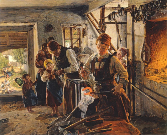 At the Farrier, vintage artwork by Ferdinand Georg Waldmüller, A3 (16x12") Poster Print