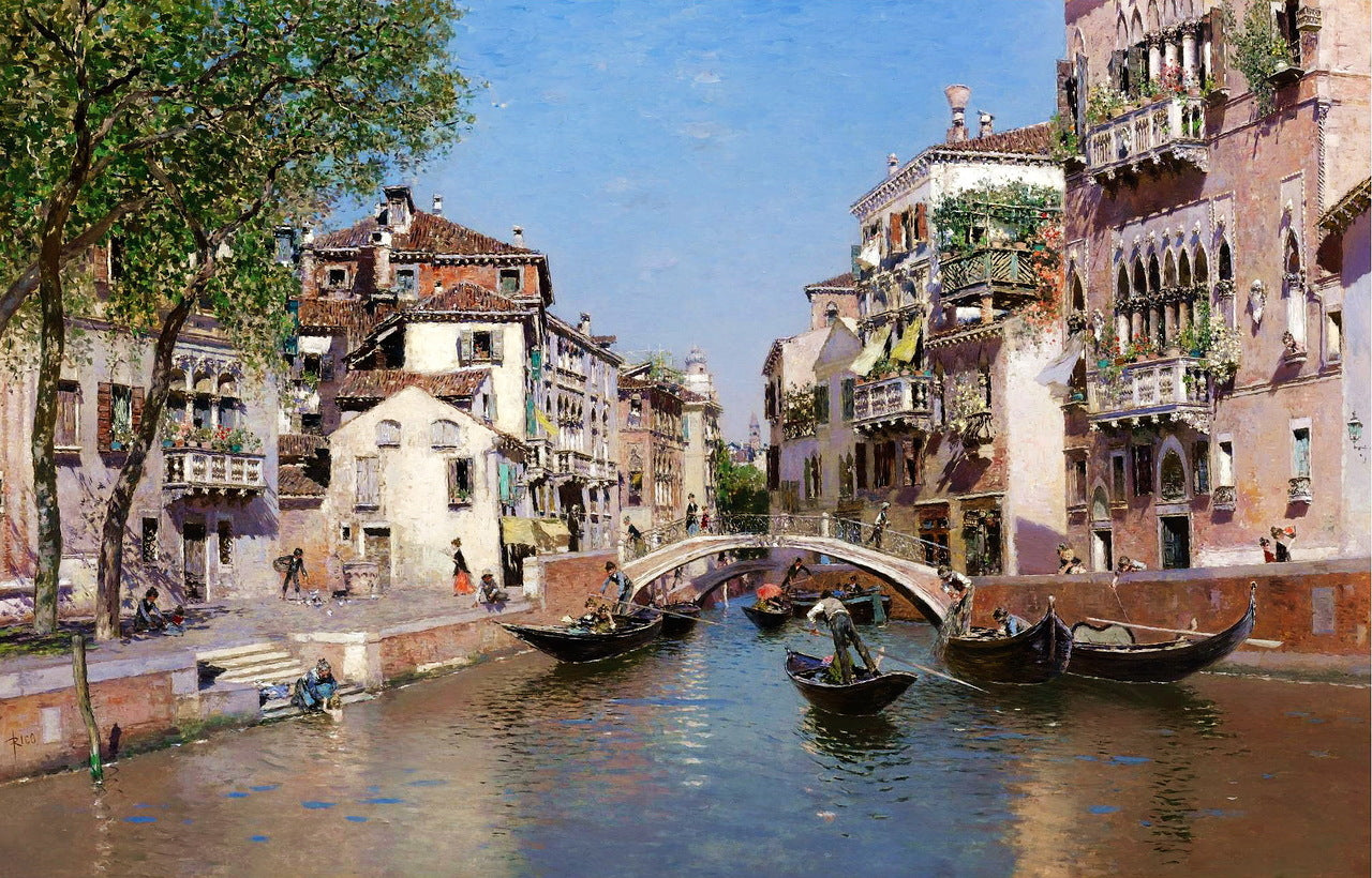 Rio San Trovaso, Venice, vintage artwork by Martin Rico y Ortega, 12x8" (A4) Poster