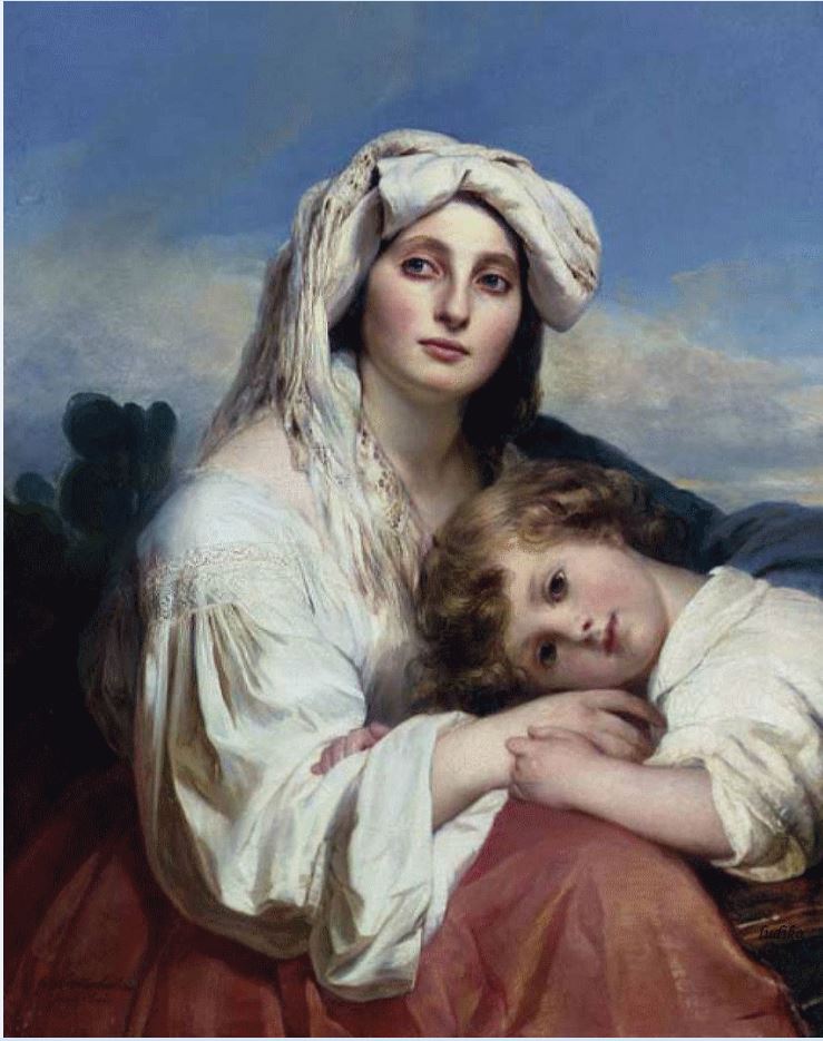 Italian woman and her child, vintage artwork by Franz Xavier Winterhalter, A3 (16x12") Poster Print