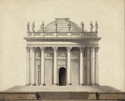 A Classical Temple, vintage artwork by Louis-Gustave Taraval, 12x8" (A4) Poster