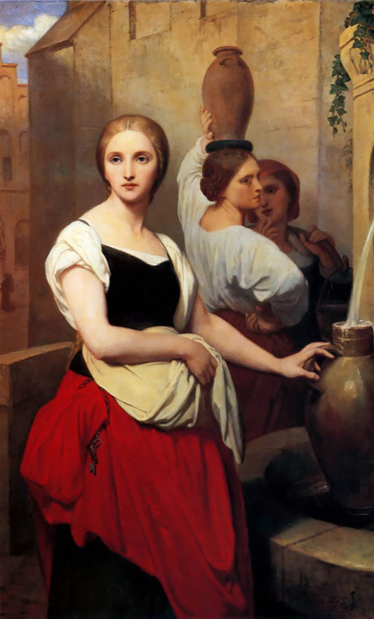 Margaret at the Fountain, vintage artwork by Ary Scheffer, A3 (16x12") Poster Print
