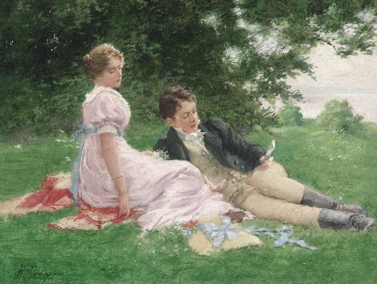 Tête á tête, vintage artwork by Hermann Seeger, 12x8" (A4) Poster