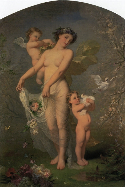 Allegory of Spring, vintage artwork by Andre Charles Voillemot, 12x8" (A4) Poster