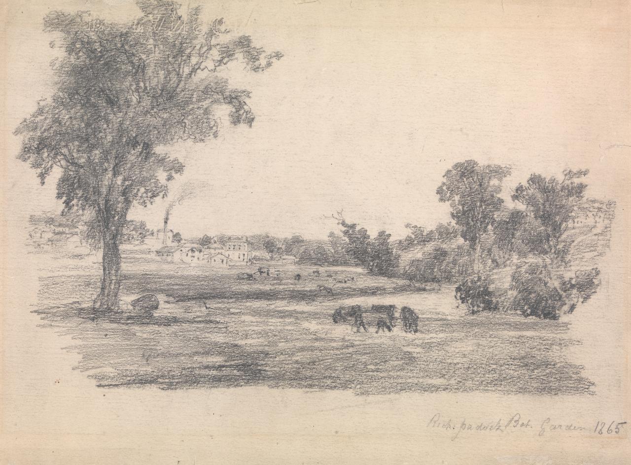 Richmond Paddock at the Foot of Punt Road, vintage artwork by Louis Buvelot, A3 (16x12") Poster Print