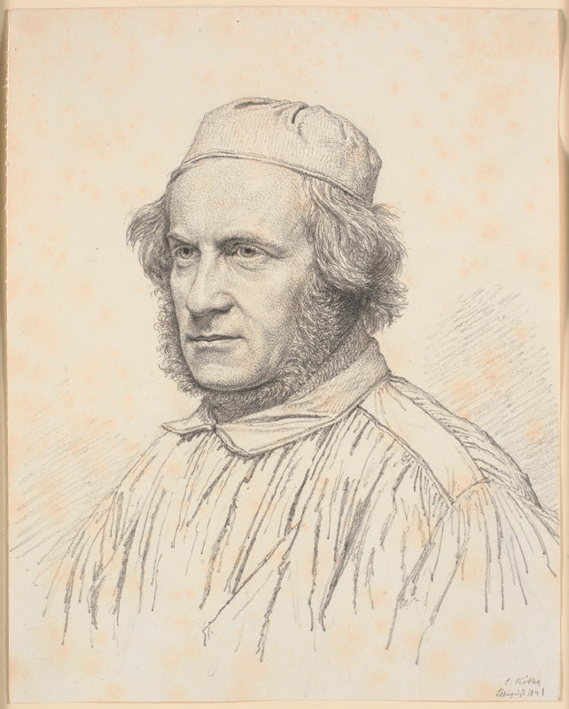 Portrait of H.W.Bissen, vintage artwork by Christen Købke, A3 (16x12") Poster Print