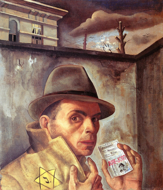 Self Portrait with Jewish Identity Card, vintage artwork by Felix Nussbaum, 12x8" (A4) Poster
