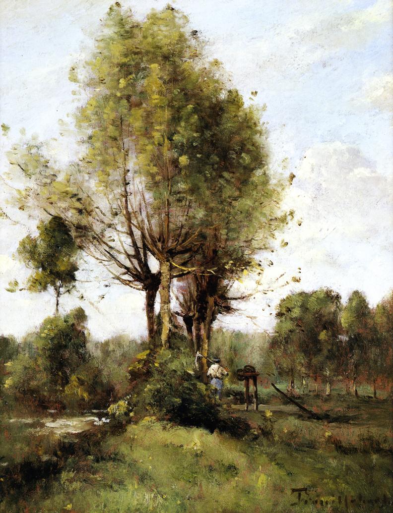 The Reaper by  the River, vintage artwork by Paul-Desire Trouillebert, 12x8" (A4) Poster