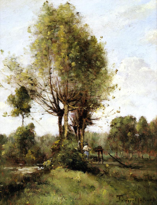 The Reaper by  the River, vintage artwork by Paul-Desire Trouillebert, 12x8" (A4) Poster