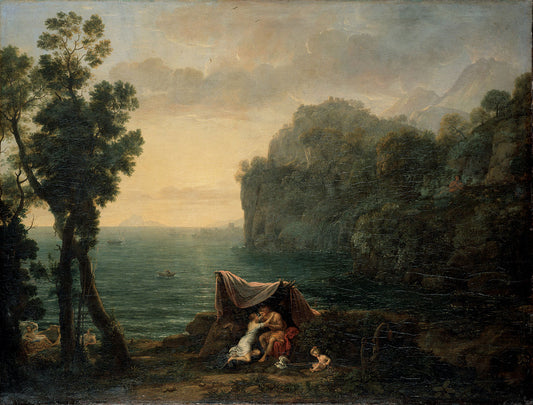 Landscape with Acis and Galatea, vintage artwork by Claude Lorrain, 12x8" (A4) Poster