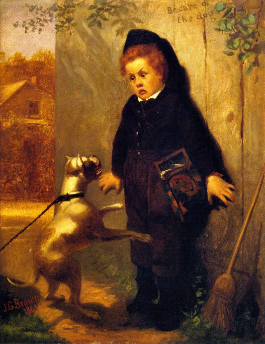 Beware of the Dogs, vintage artwork by John George Brown, 12x8" (A4) Poster