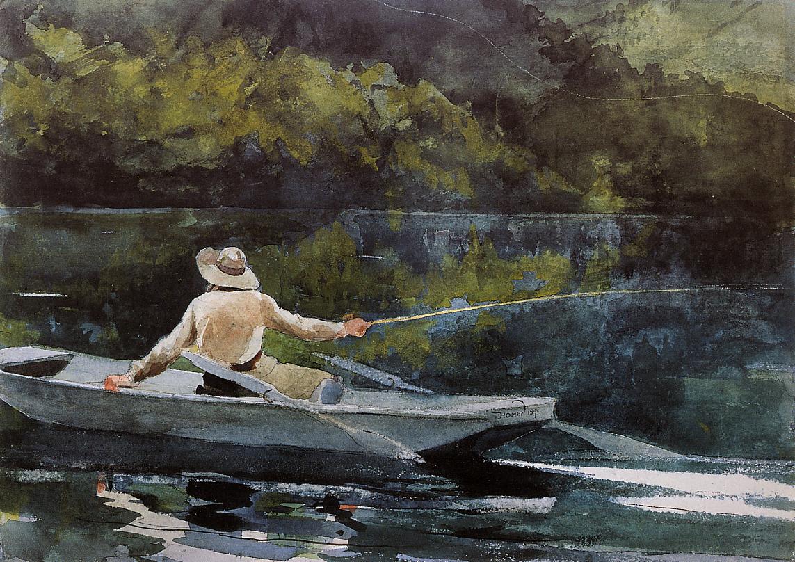 Casting the Fly, vintage artwork by Winslow Homer, 12x8" (A4) Poster