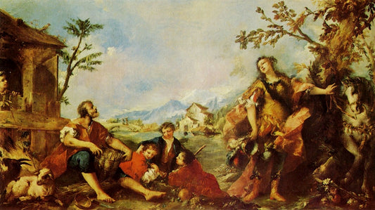 Erminia and the Shepherds, vintage artwork by Giovanni Antonio Guardi, 12x8" (A4) Poster